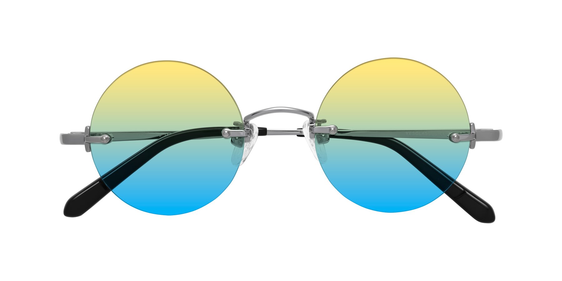 Folded Front of Jen in Silver with Yellow / Blue Gradient Lenses