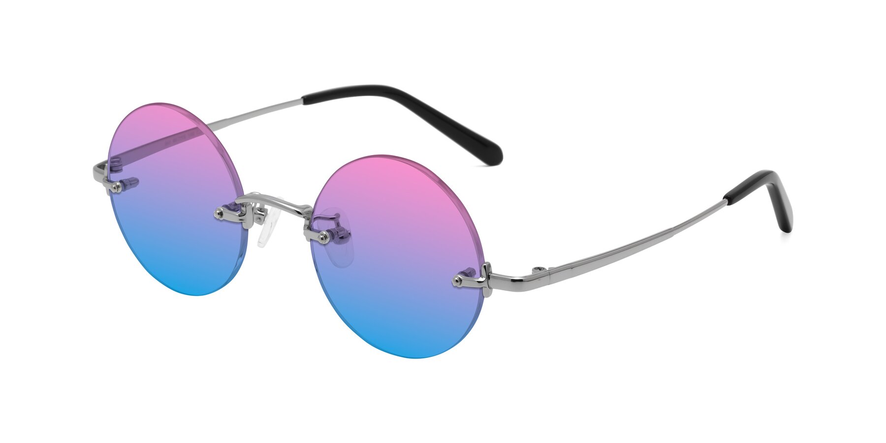 Angle of Jen in Silver with Pink / Blue Gradient Lenses