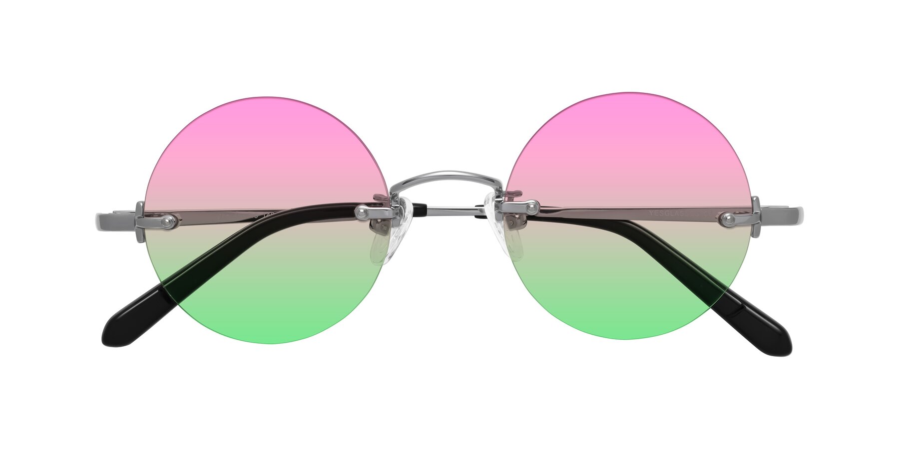 Folded Front of Jen in Silver with Pink / Green Gradient Lenses