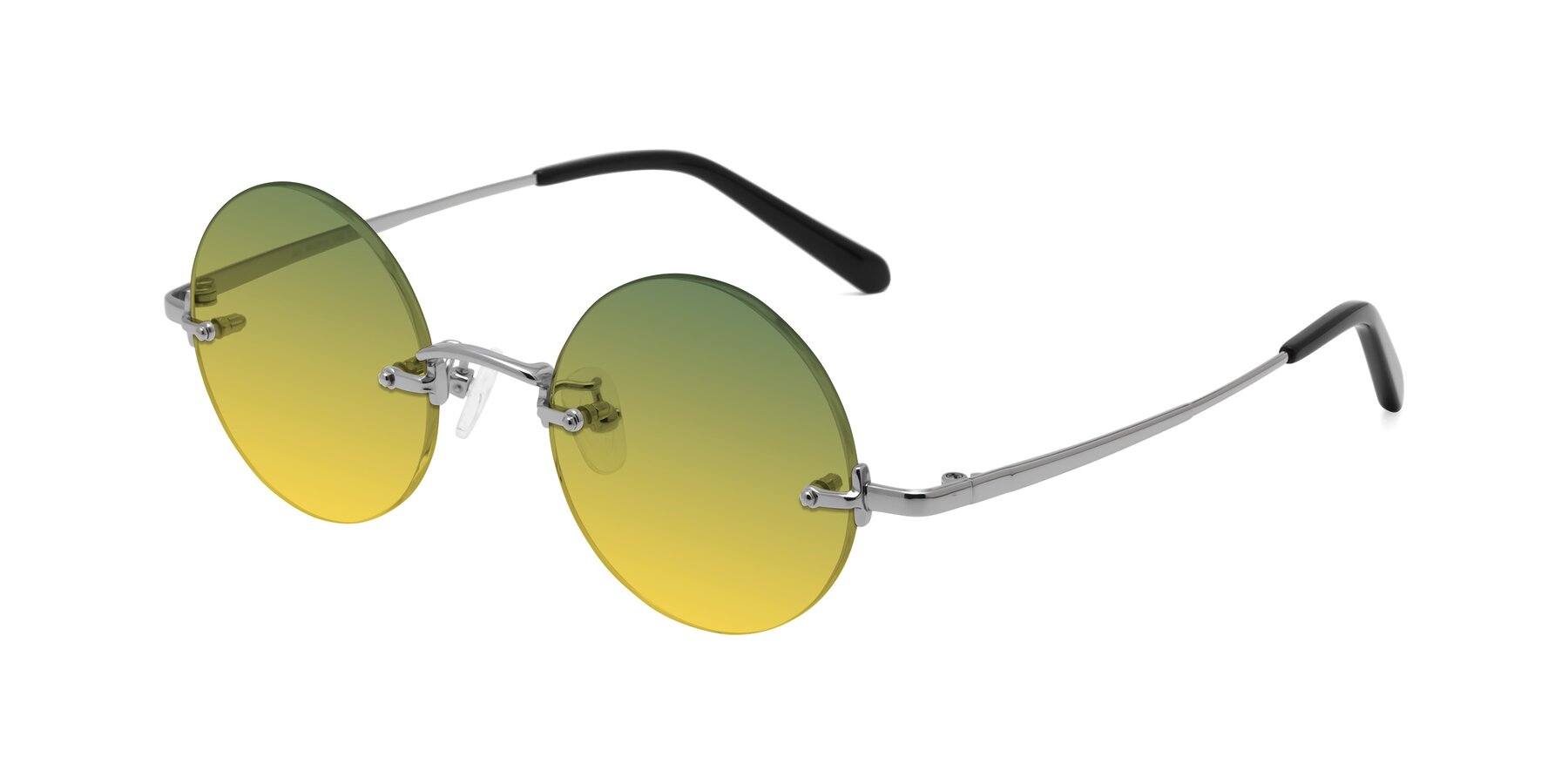 Angle of Jen in Silver with Green / Yellow Gradient Lenses