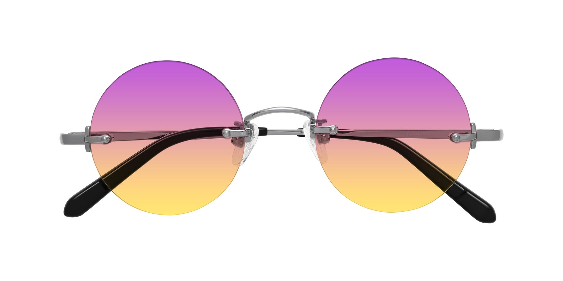 Folded Front of Jen in Silver with Purple / Yellow Gradient Lenses