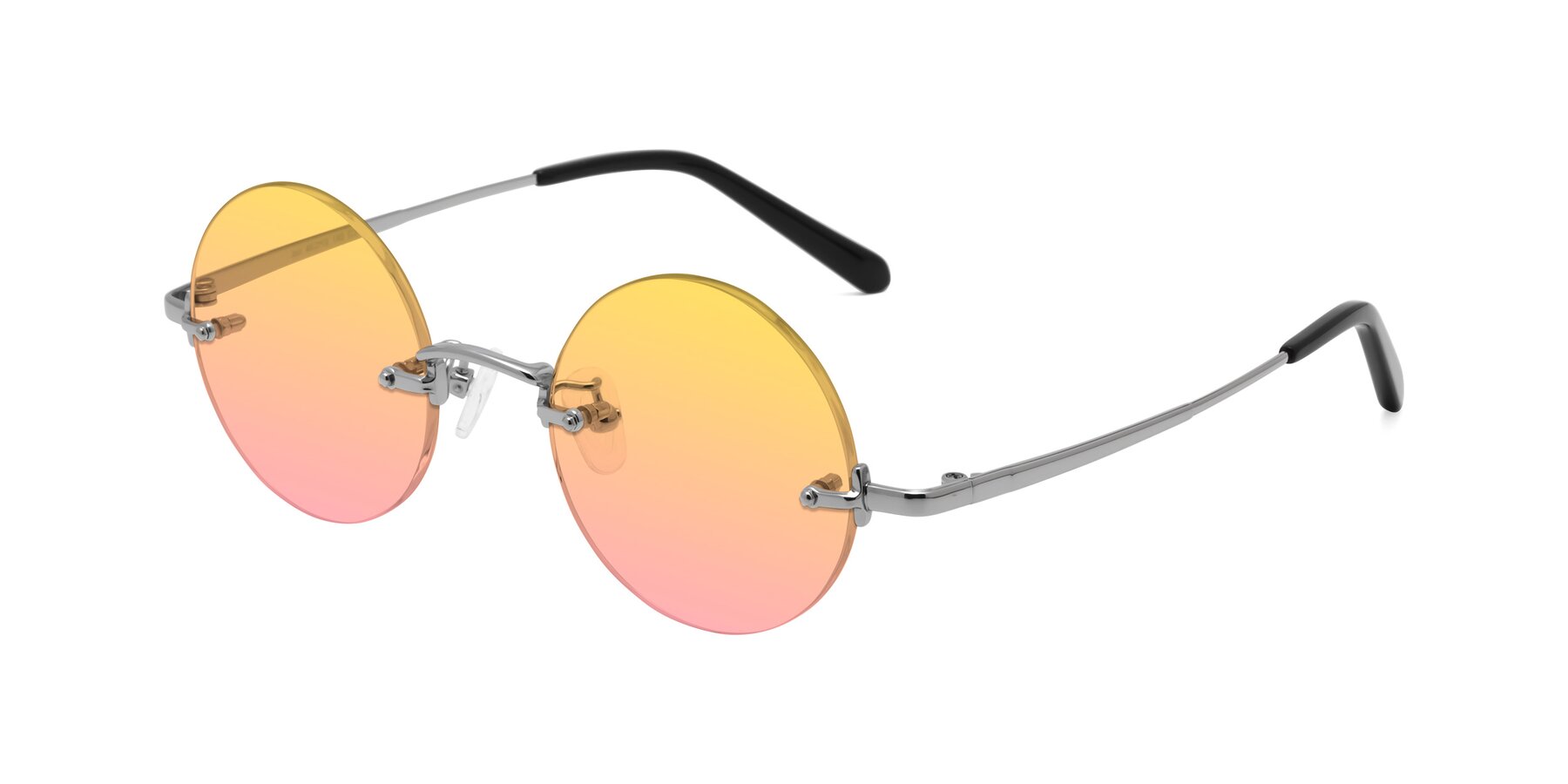 Angle of Jen in Silver with Yellow / Pink Gradient Lenses