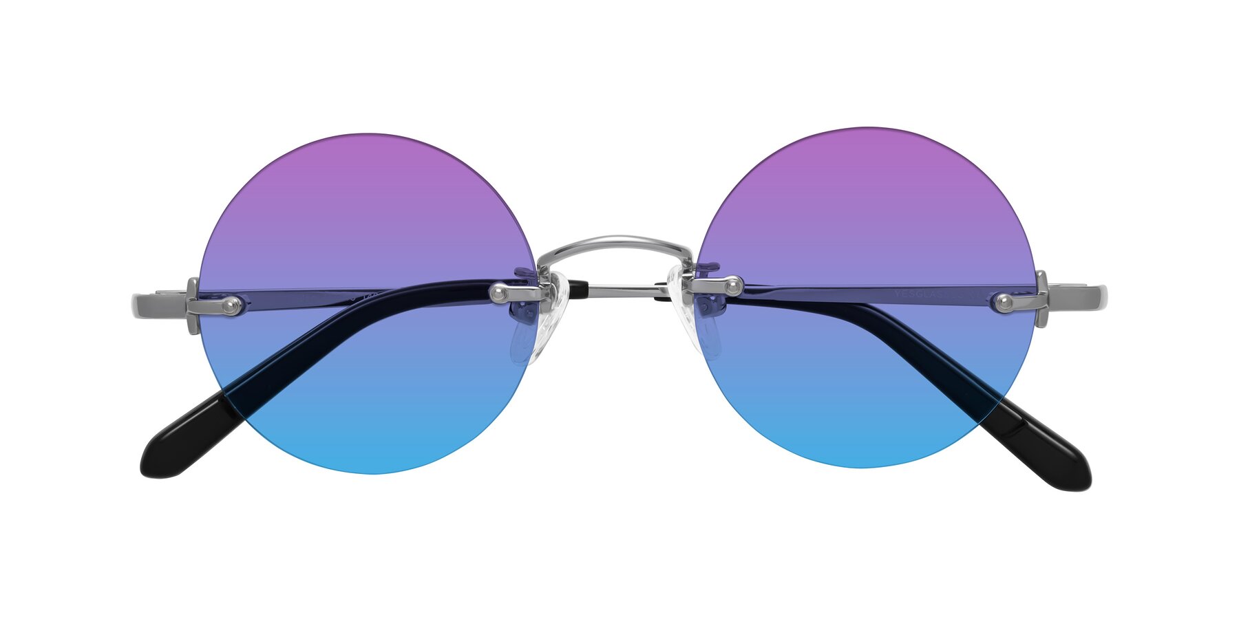 Folded Front of Jen in Silver with Purple / Blue Gradient Lenses