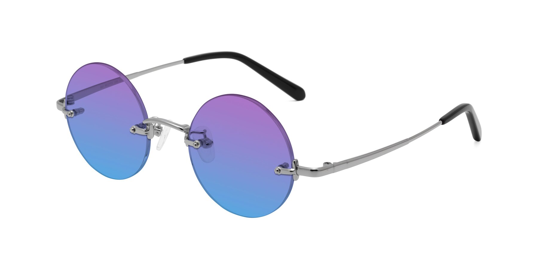 Angle of Jen in Silver with Purple / Blue Gradient Lenses