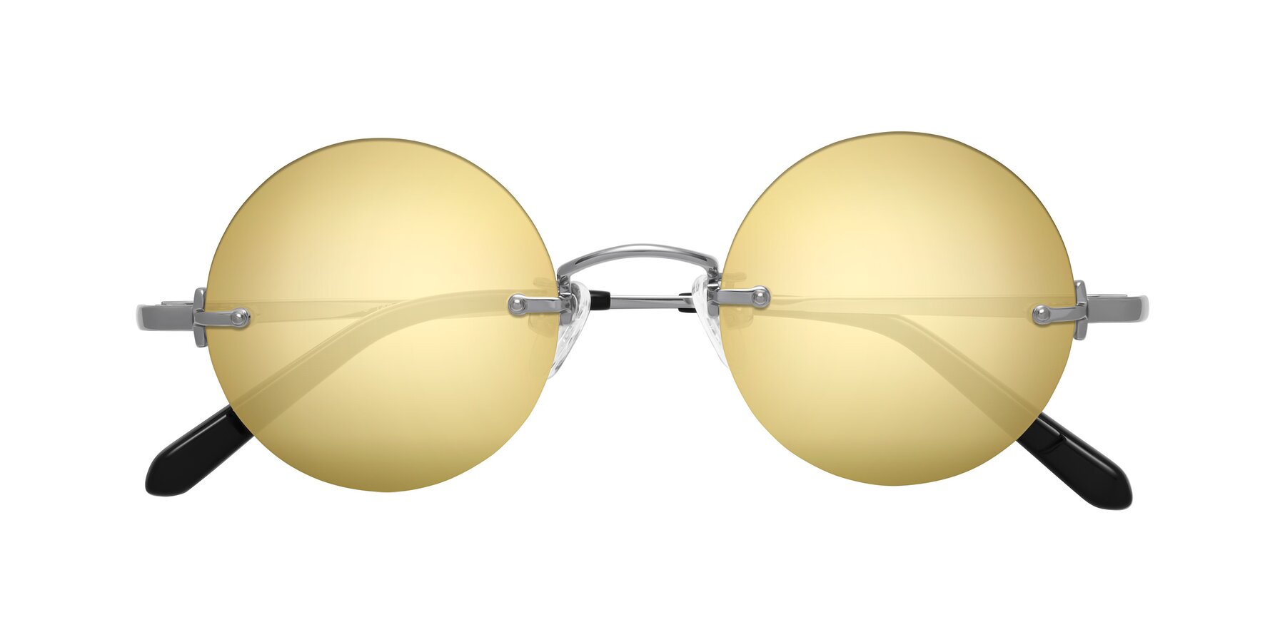 Folded Front of Jen in Silver with Gold Mirrored Lenses