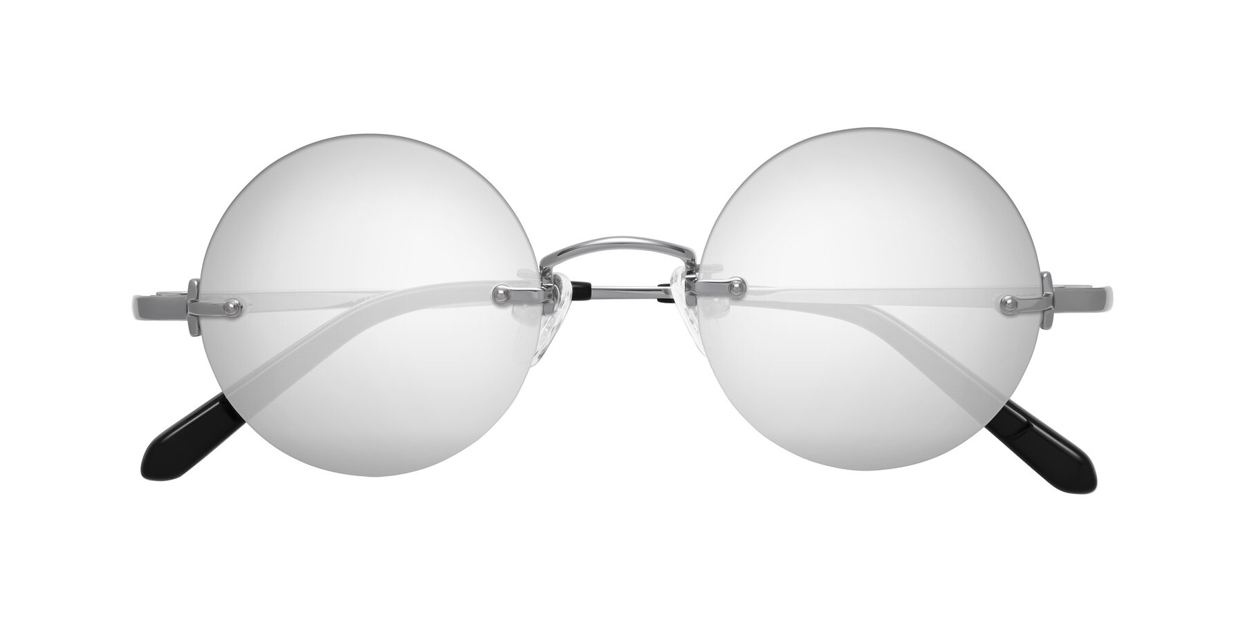 Folded Front of Jen in Silver with Silver Mirrored Lenses