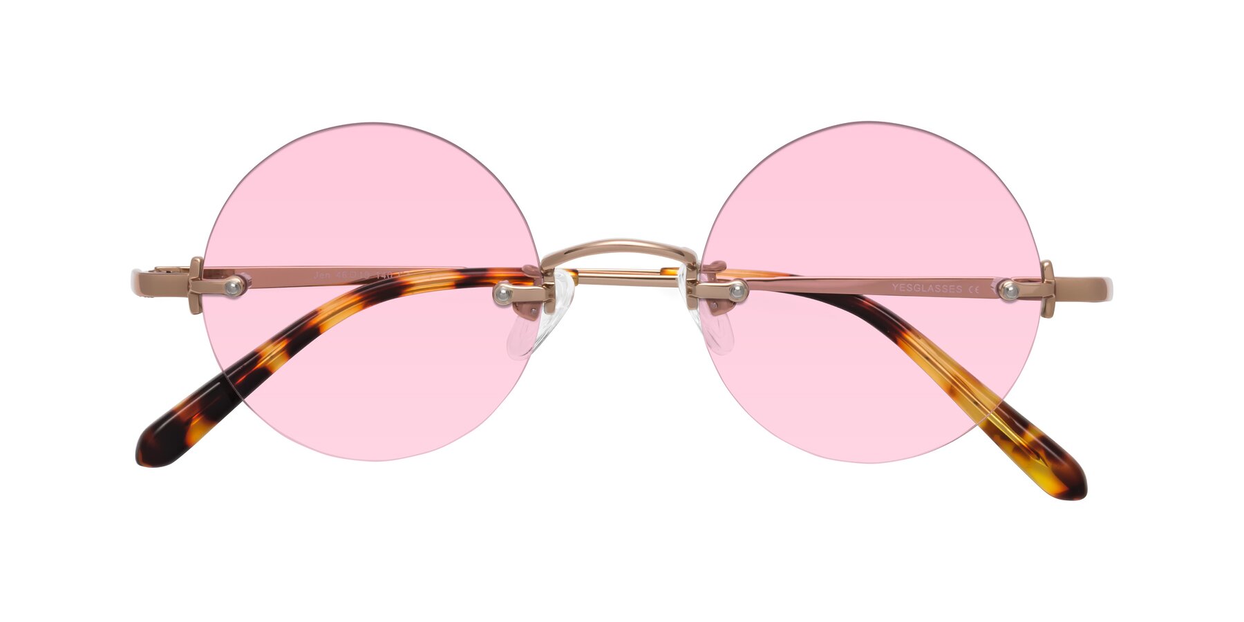 Folded Front of Jen in Rose Gold with Light Pink Tinted Lenses