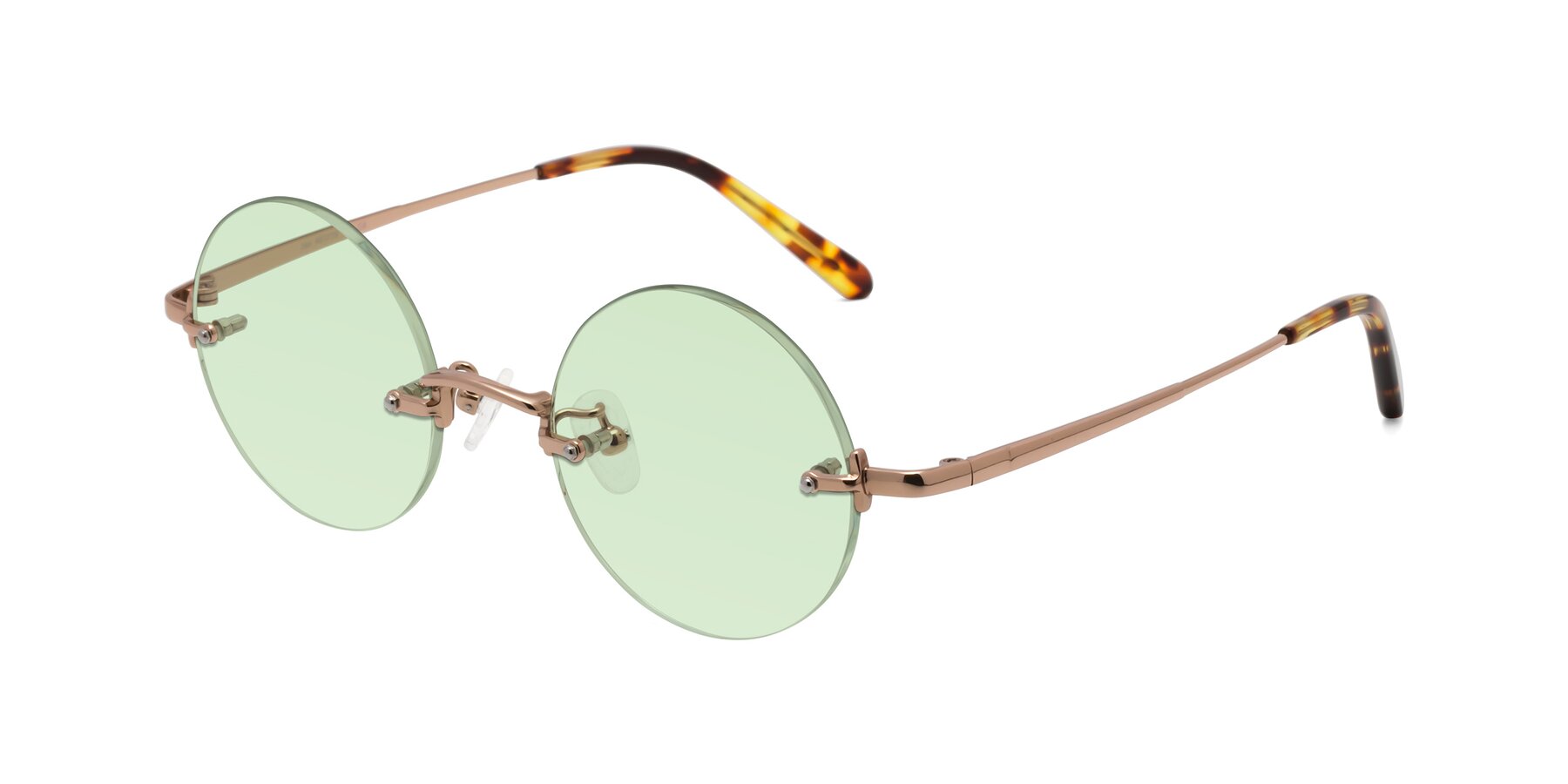 Angle of Jen in Rose Gold with Light Green Tinted Lenses