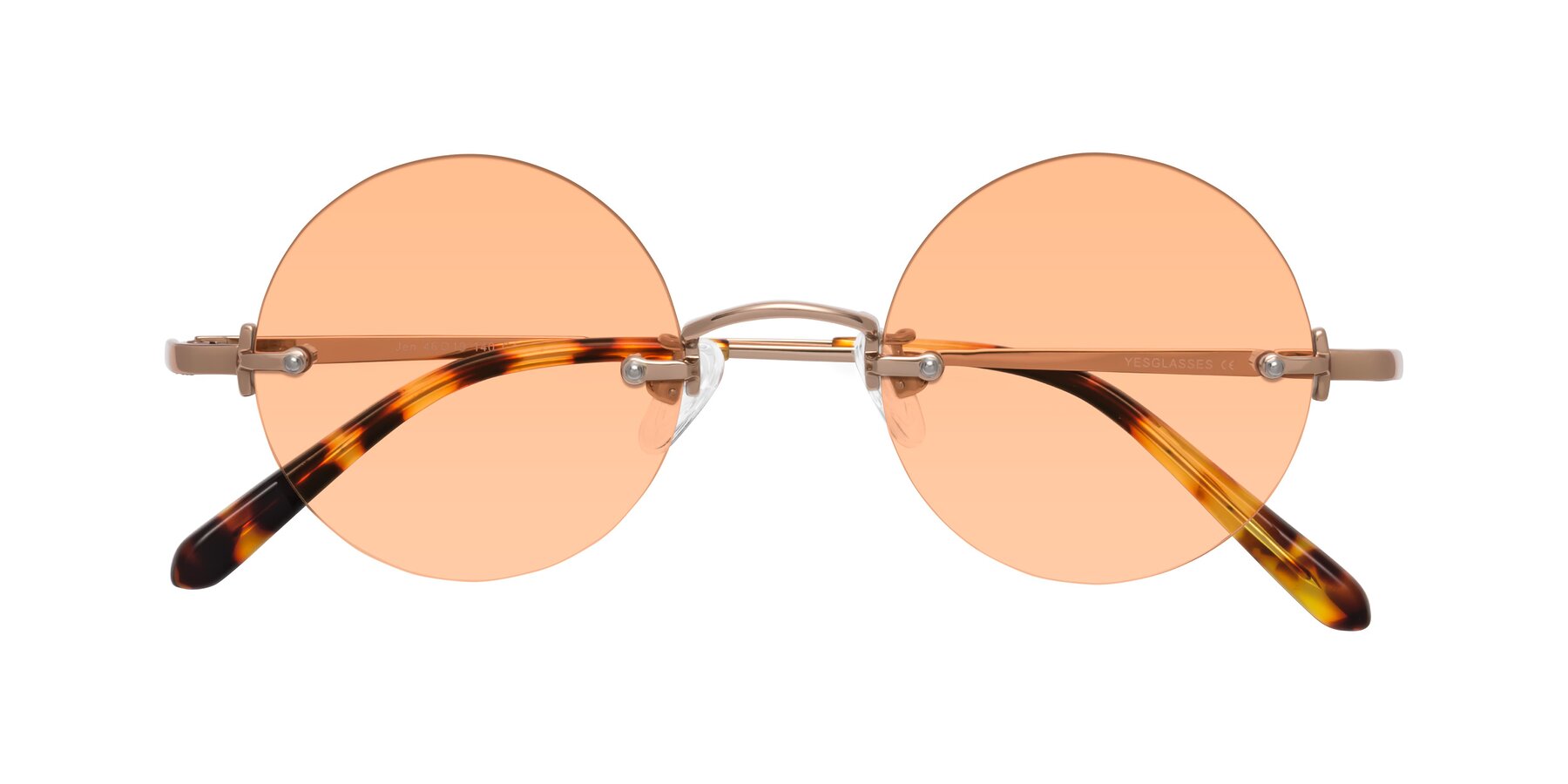 Folded Front of Jen in Rose Gold with Light Orange Tinted Lenses