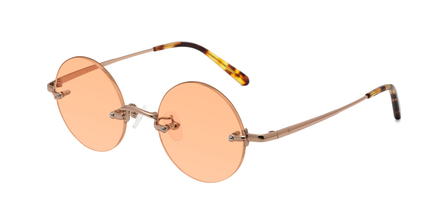 Angle of Jen in Rose Gold with Light Orange Tinted Lenses