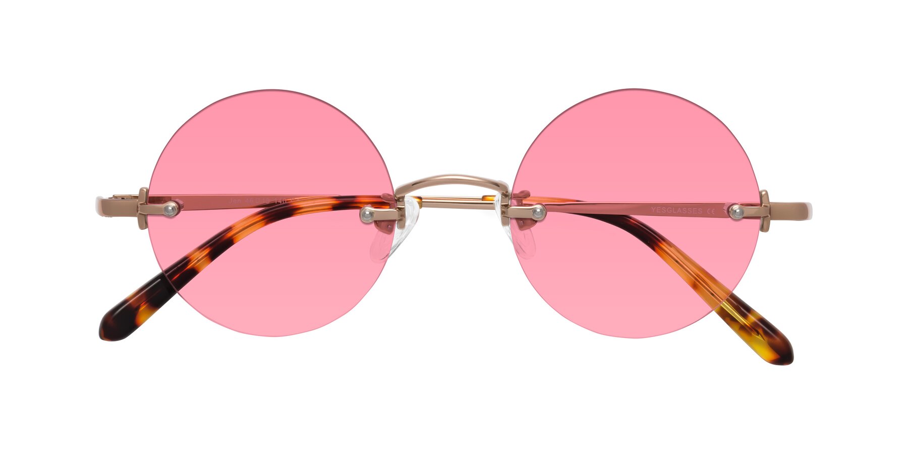 Folded Front of Jen in Rose Gold with Pink Tinted Lenses