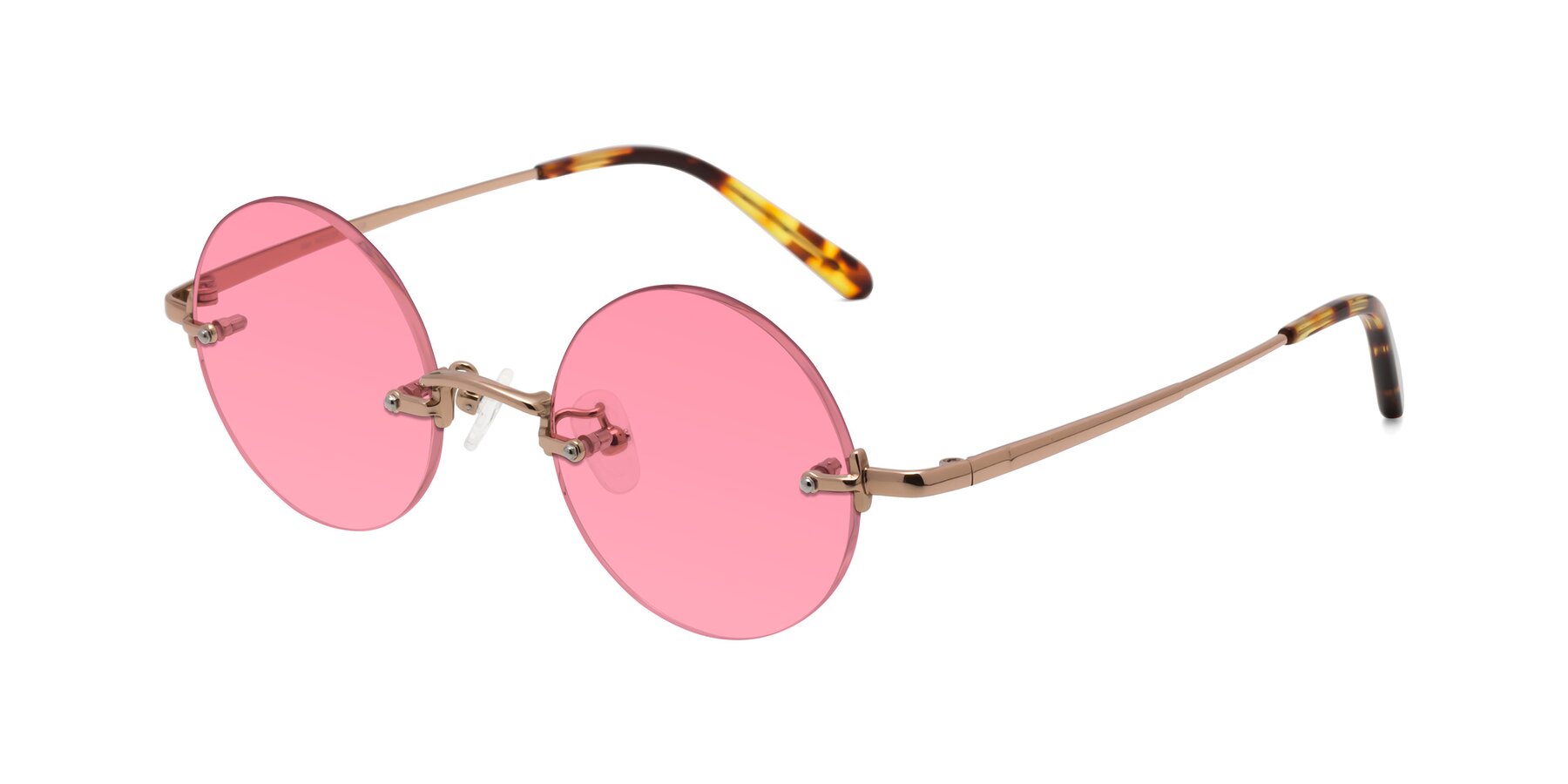 Angle of Jen in Rose Gold with Pink Tinted Lenses