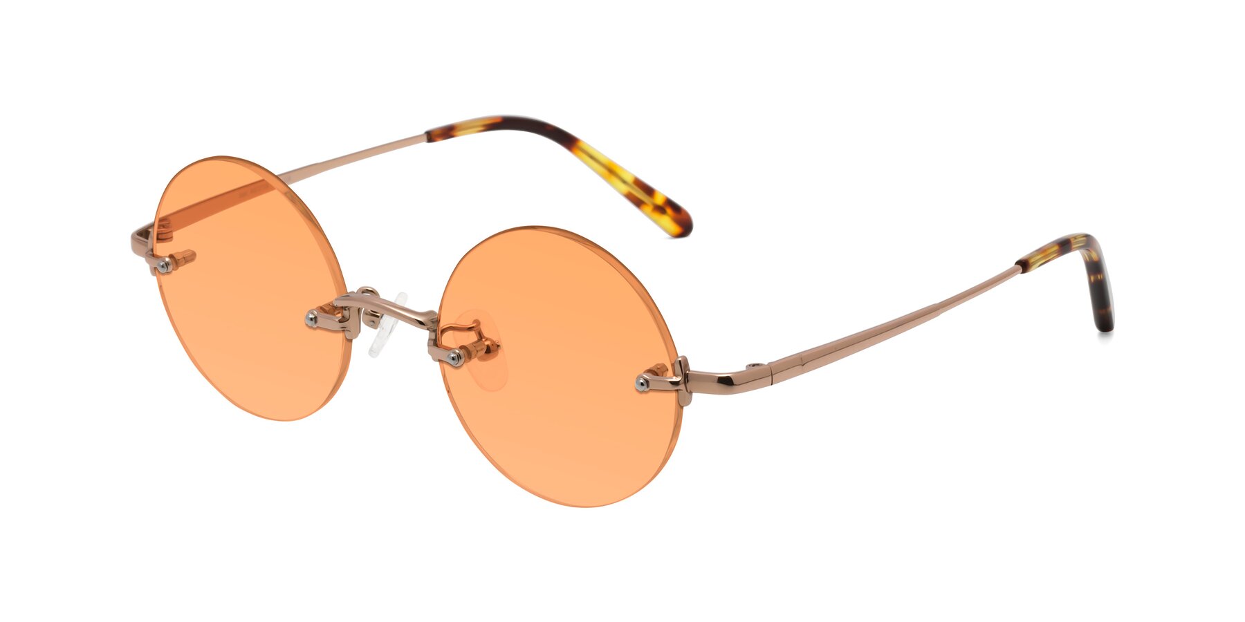 Angle of Jen in Rose Gold with Medium Orange Tinted Lenses