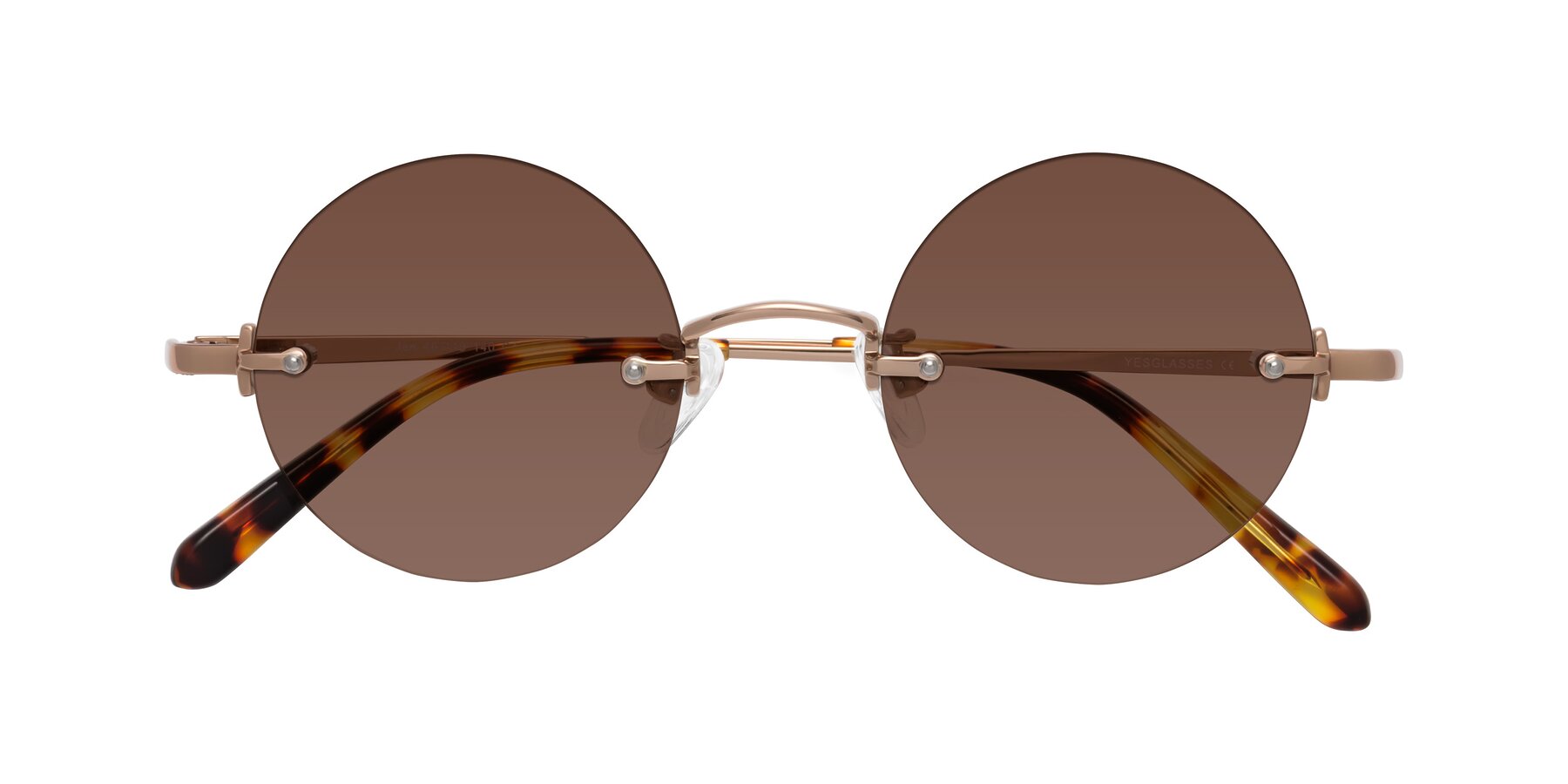 Folded Front of Jen in Rose Gold with Brown Tinted Lenses