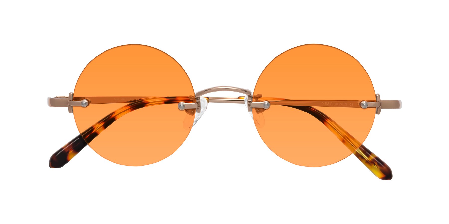 Folded Front of Jen in Rose Gold with Orange Tinted Lenses