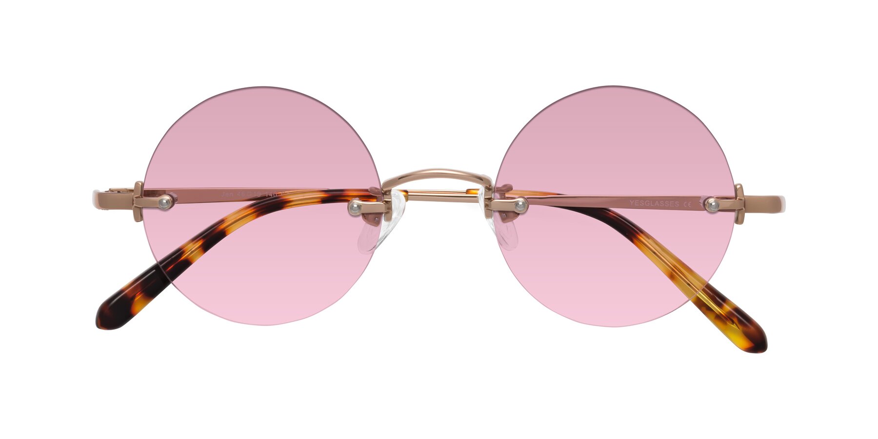 Folded Front of Jen in Rose Gold with Light Wine Tinted Lenses