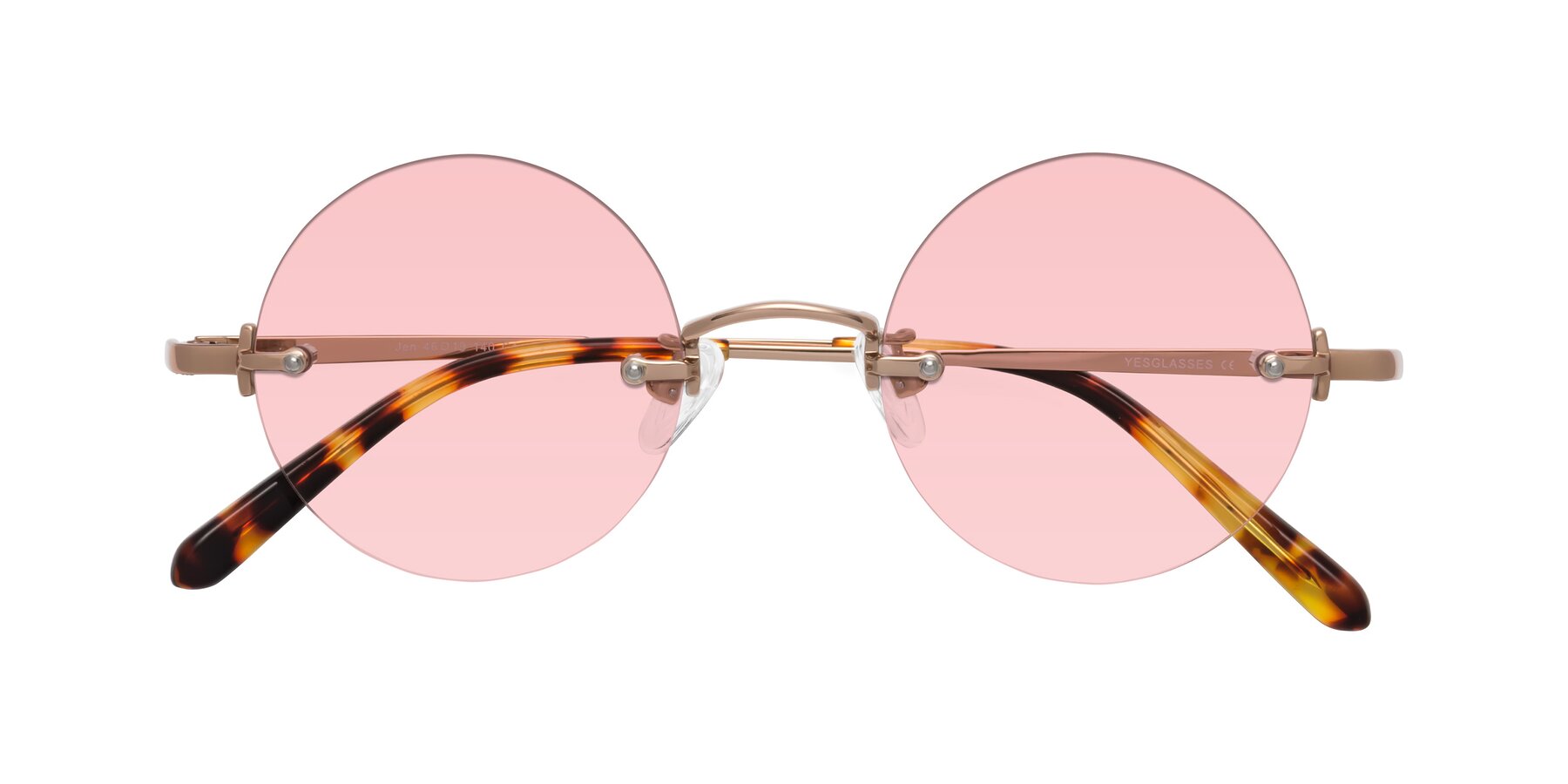 Folded Front of Jen in Rose Gold with Light Garnet Tinted Lenses