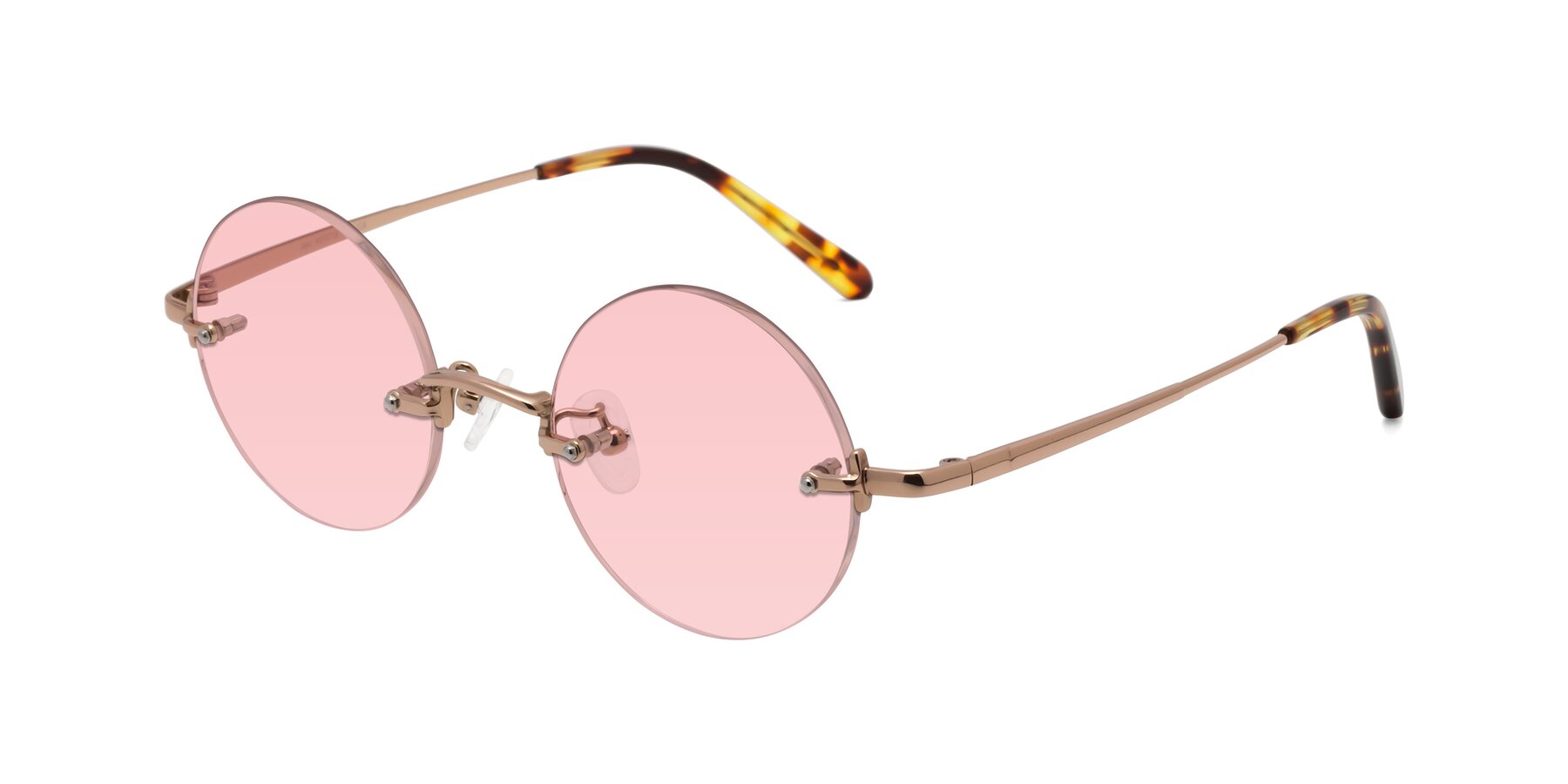 Angle of Jen in Rose Gold with Light Garnet Tinted Lenses