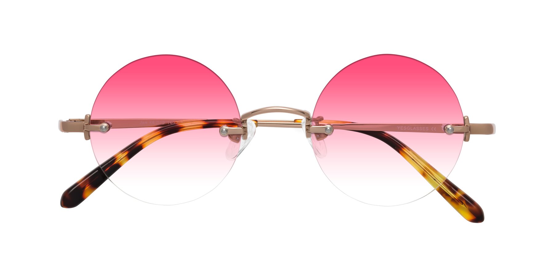 Folded Front of Jen in Rose Gold with Pink Gradient Lenses