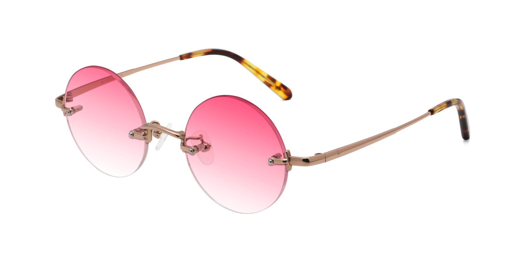 Angle of Jen in Rose Gold with Pink Gradient Lenses