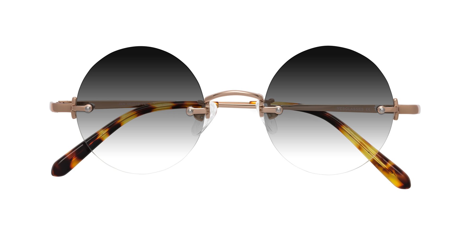 Folded Front of Jen in Rose Gold with Gray Gradient Lenses