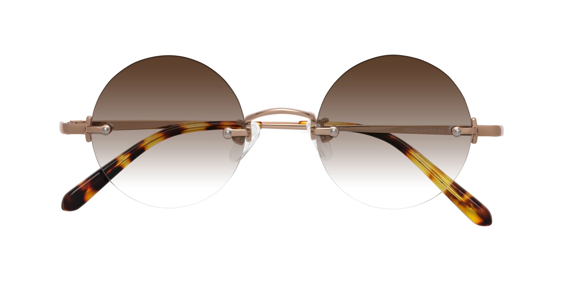 Folded Front of Jen in Rose Gold with Brown Gradient Lenses