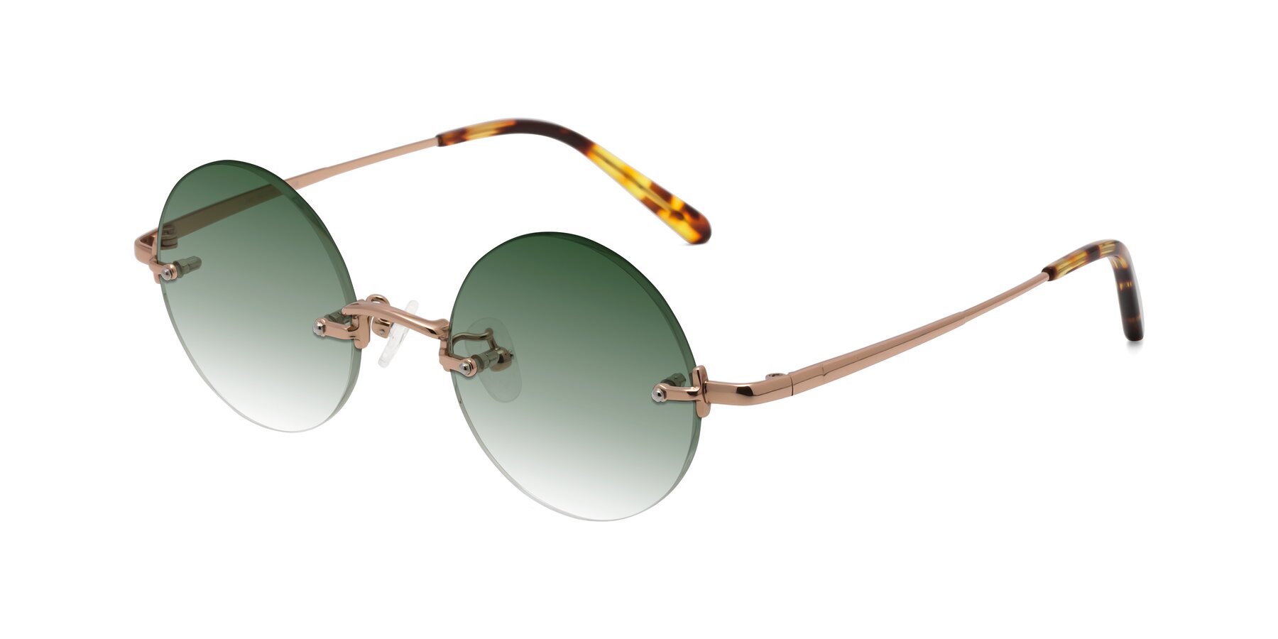 Angle of Jen in Rose Gold with Green Gradient Lenses