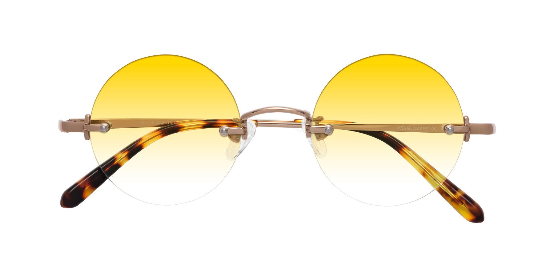 Folded Front of Jen in Rose Gold with Yellow Gradient Lenses