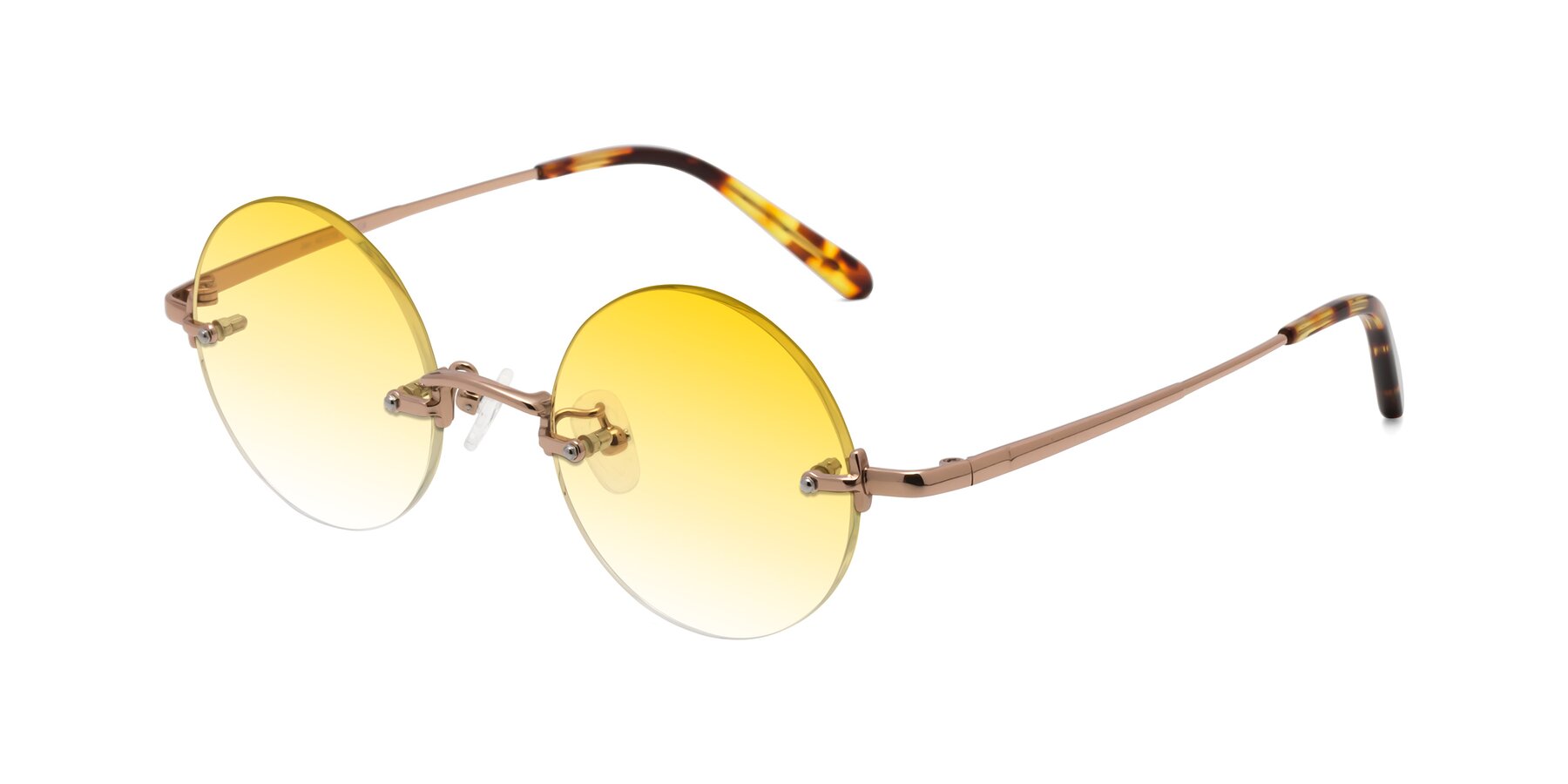 Angle of Jen in Rose Gold with Yellow Gradient Lenses