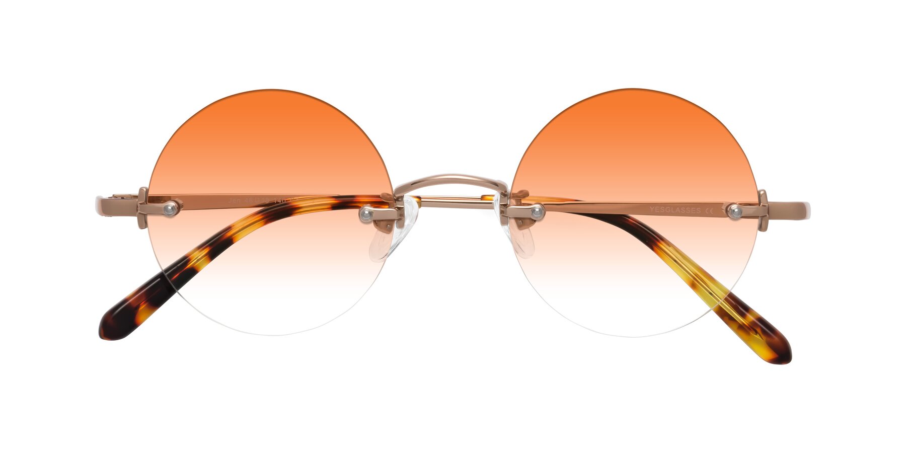 Folded Front of Jen in Rose Gold with Orange Gradient Lenses