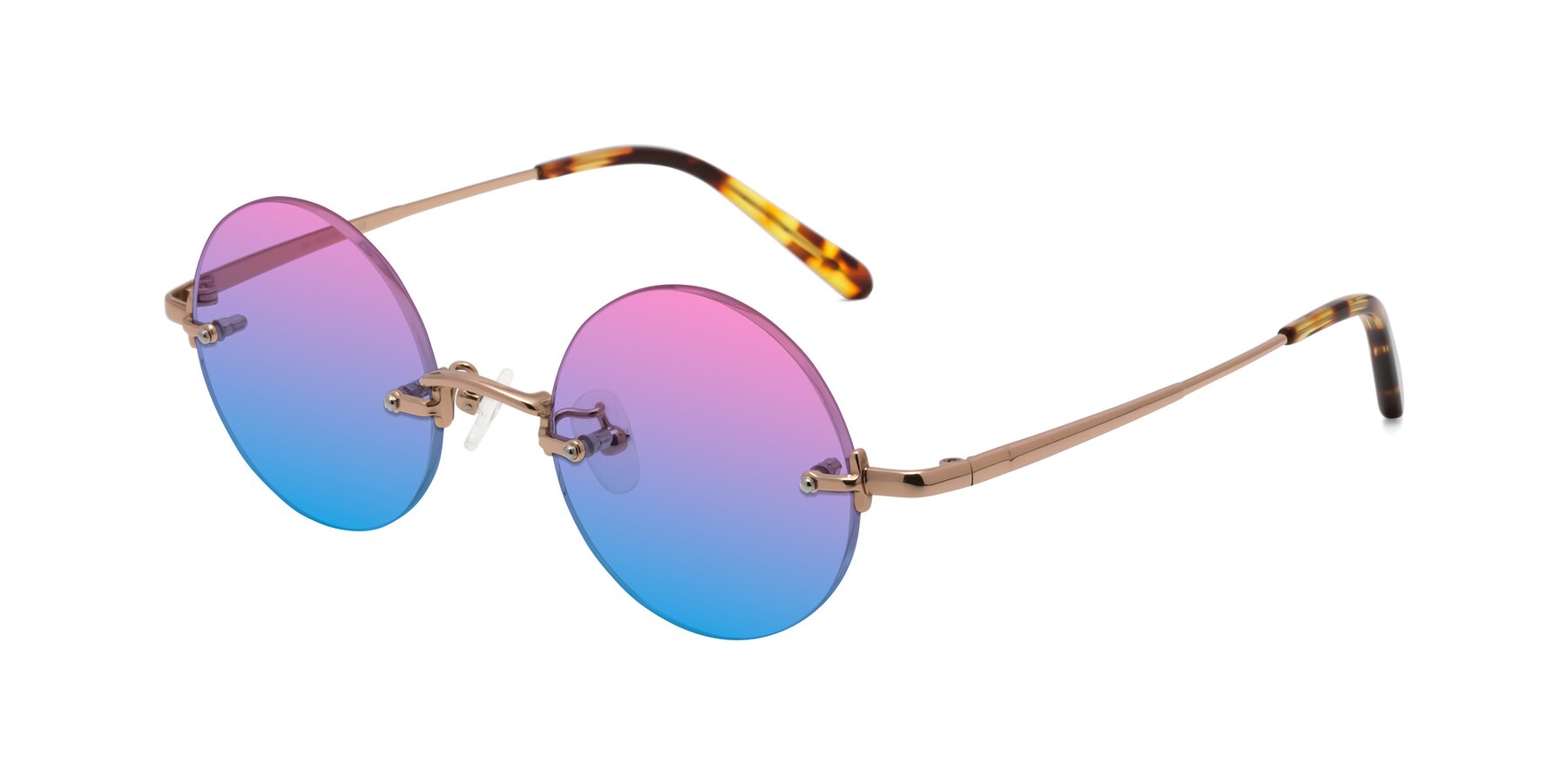 Angle of Jen in Rose Gold with Pink / Blue Gradient Lenses