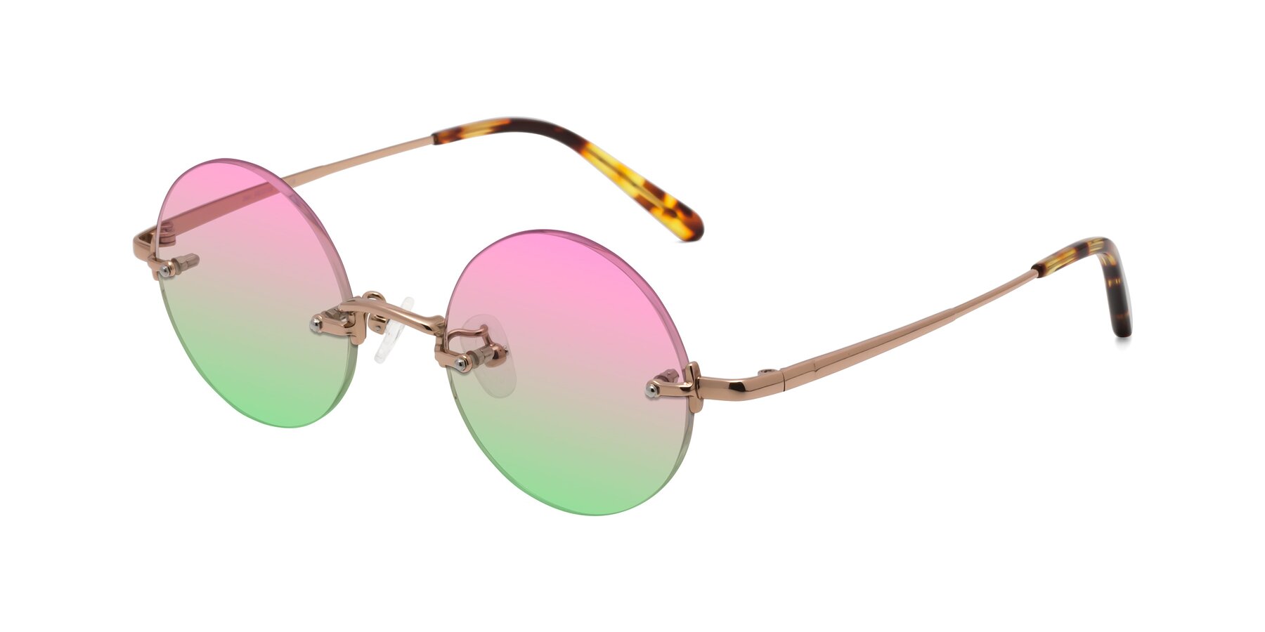 Angle of Jen in Rose Gold with Pink / Green Gradient Lenses