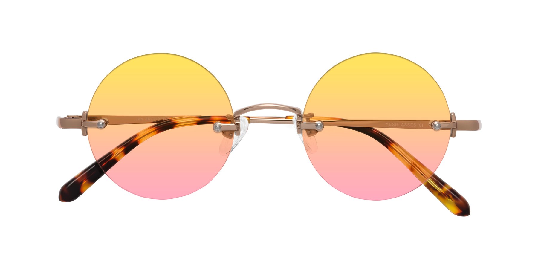 Folded Front of Jen in Rose Gold with Yellow / Pink Gradient Lenses