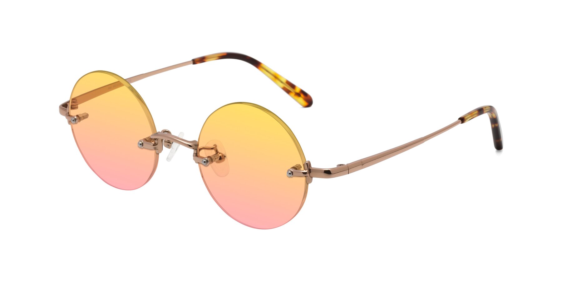 Angle of Jen in Rose Gold with Yellow / Pink Gradient Lenses