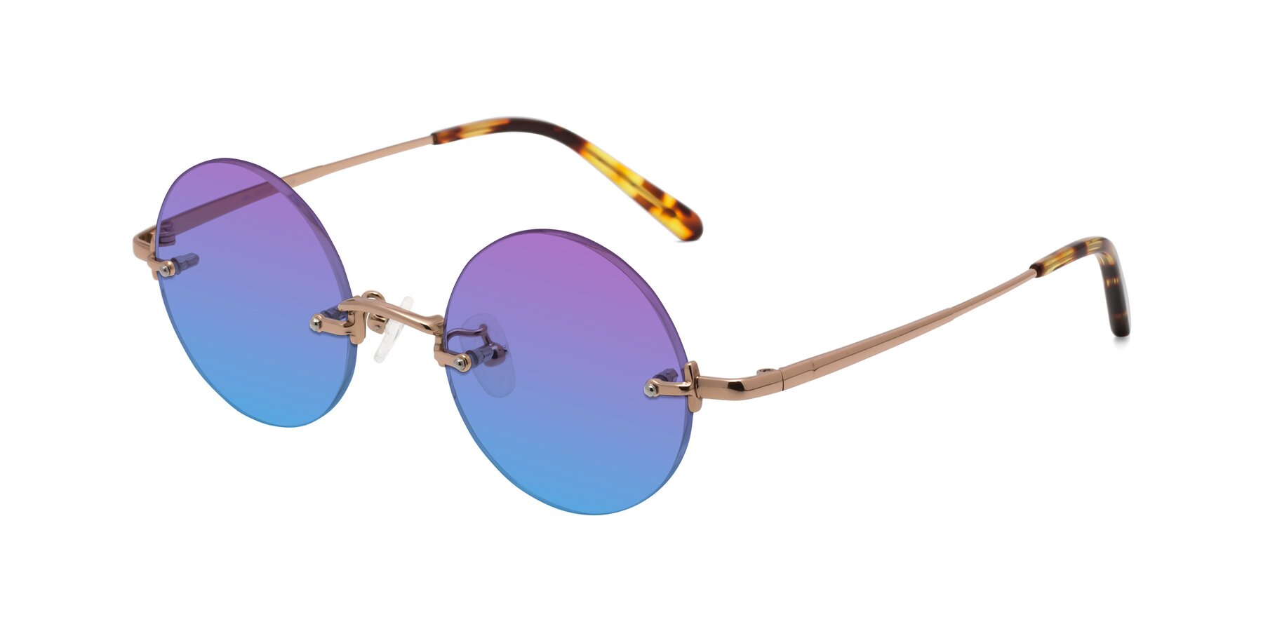 Angle of Jen in Rose Gold with Purple / Blue Gradient Lenses