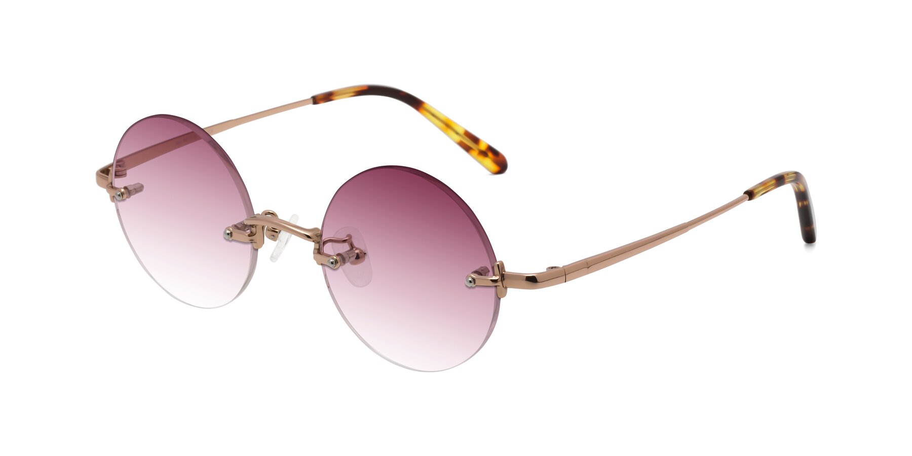 Angle of Jen in Rose Gold with Wine Gradient Lenses