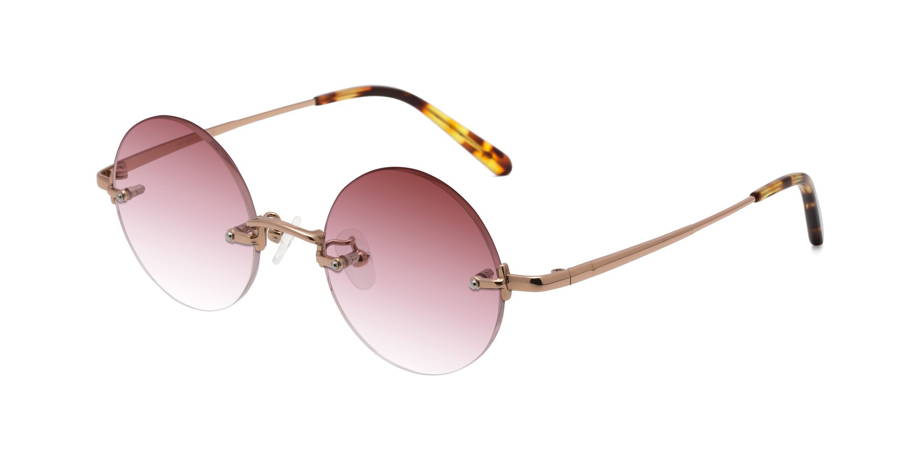 Angle of Jen in Rose Gold with Garnet Gradient Lenses