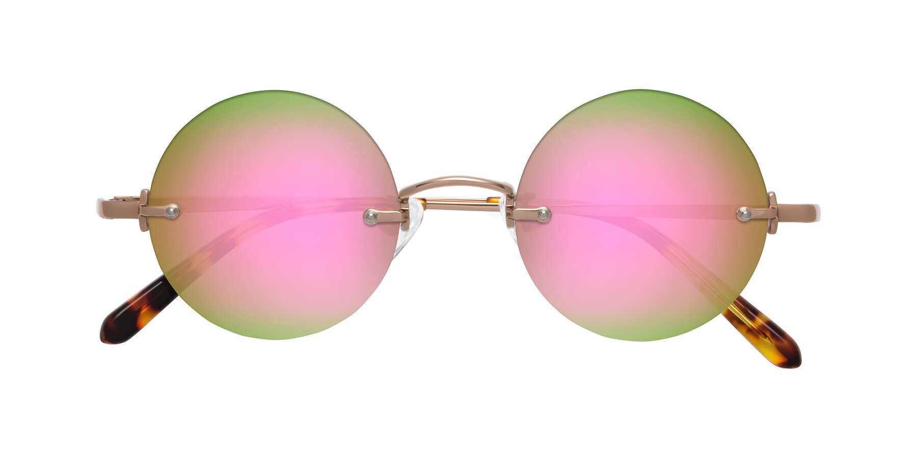 Folded Front of Jen in Rose Gold with Pink Mirrored Lenses