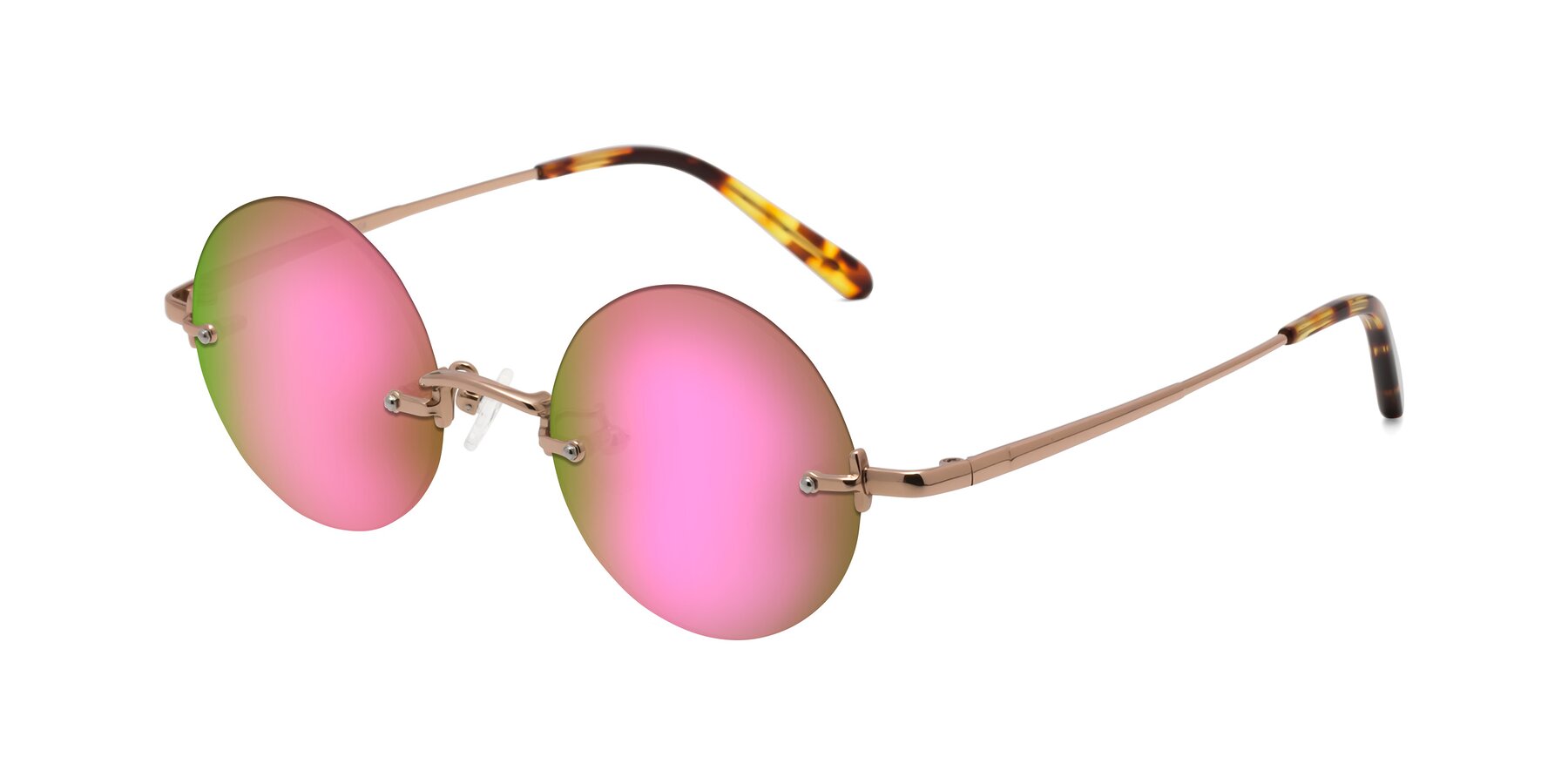 Angle of Jen in Rose Gold with Pink Mirrored Lenses