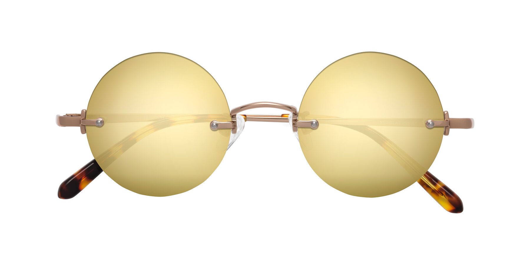 Folded Front of Jen in Rose Gold with Gold Mirrored Lenses