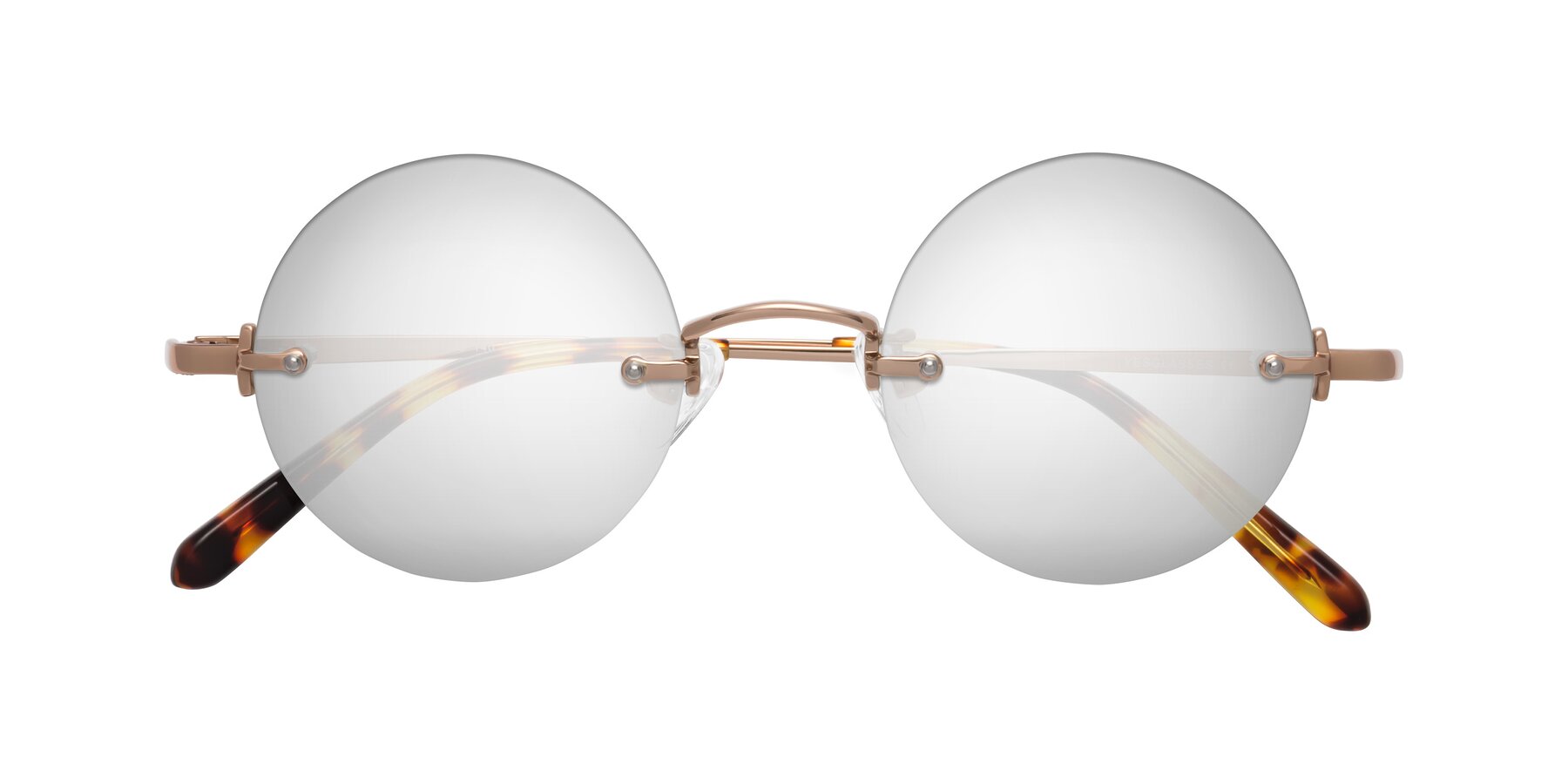 Folded Front of Jen in Rose Gold with Silver Mirrored Lenses