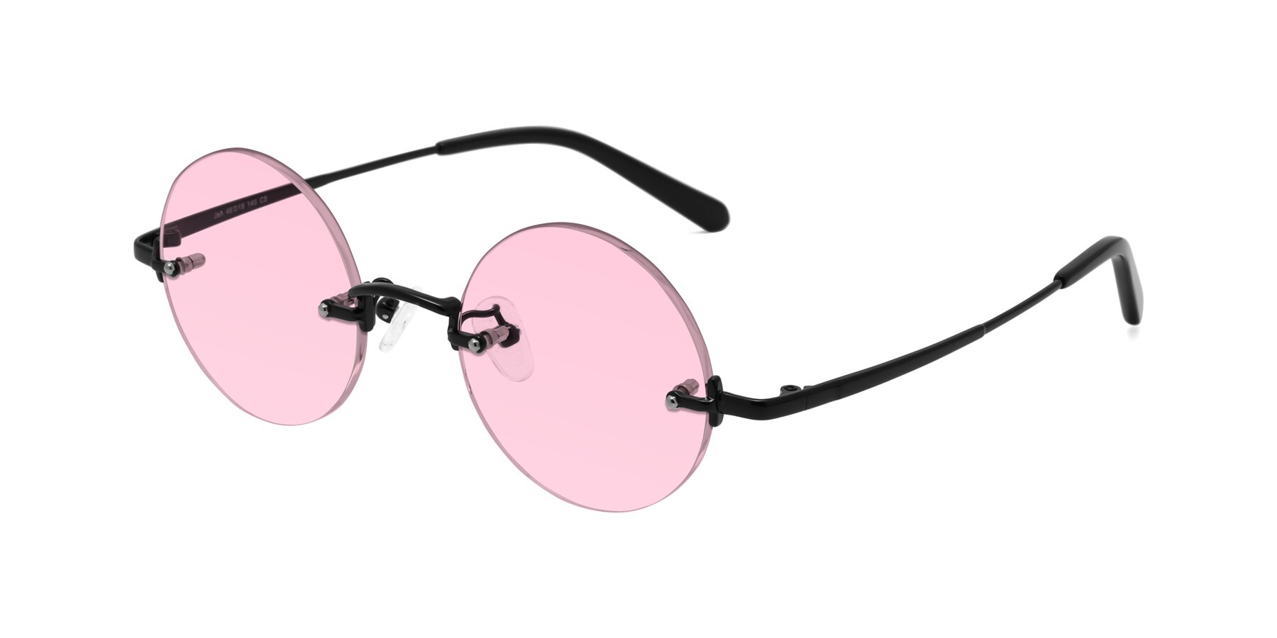 Angle of Jen in Black with Light Pink Tinted Lenses