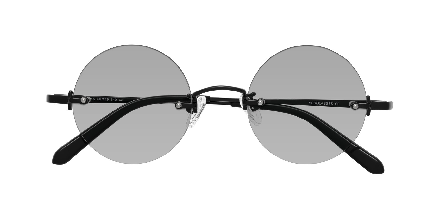 Folded Front of Jen in Black with Light Gray Tinted Lenses