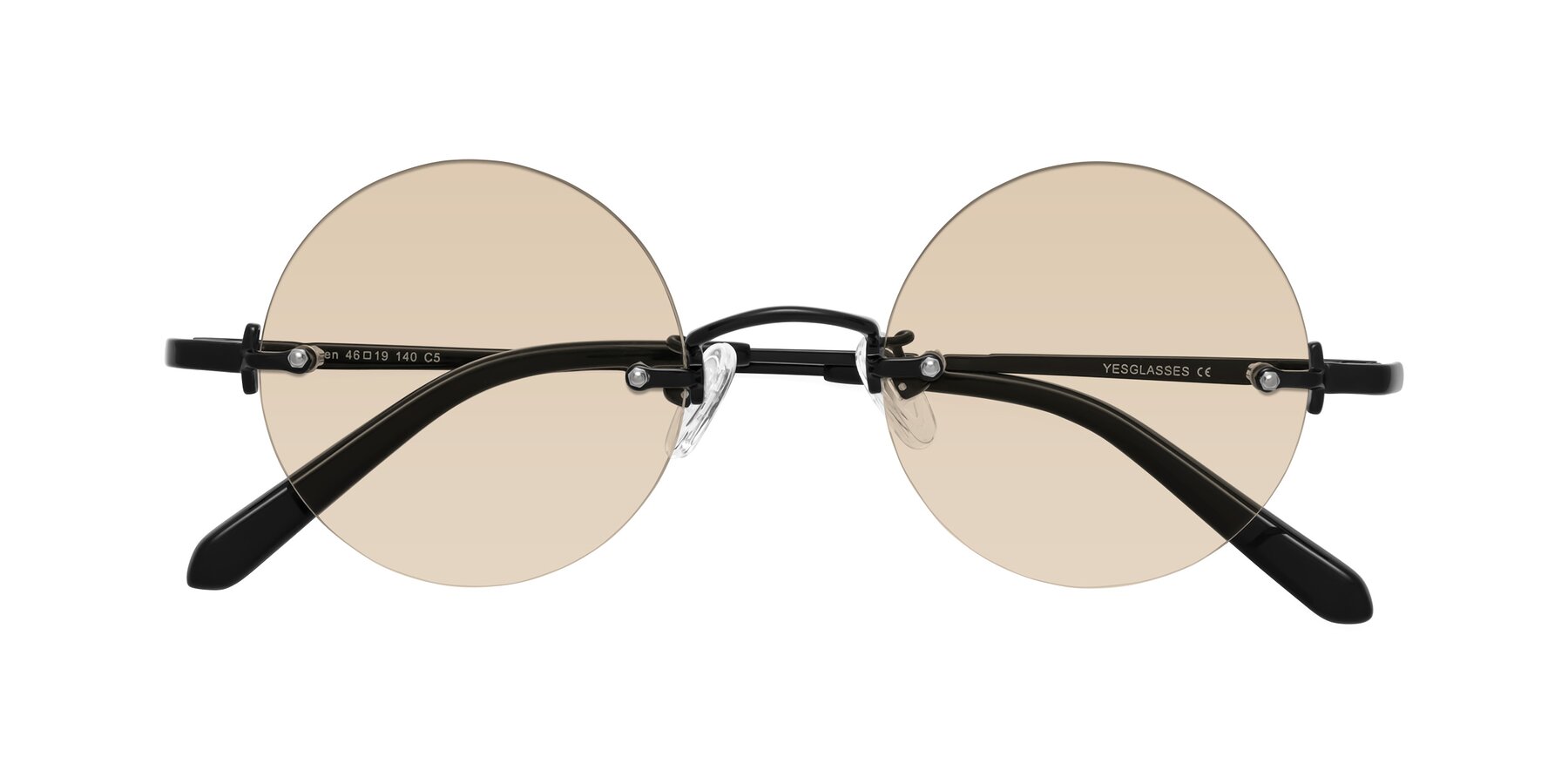 Folded Front of Jen in Black with Light Brown Tinted Lenses