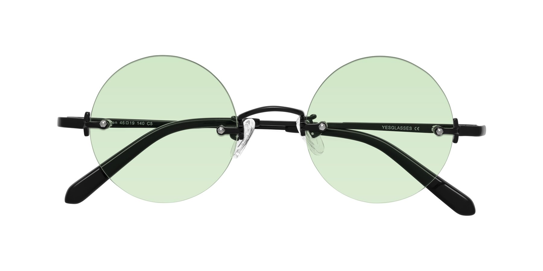 Folded Front of Jen in Black with Light Green Tinted Lenses