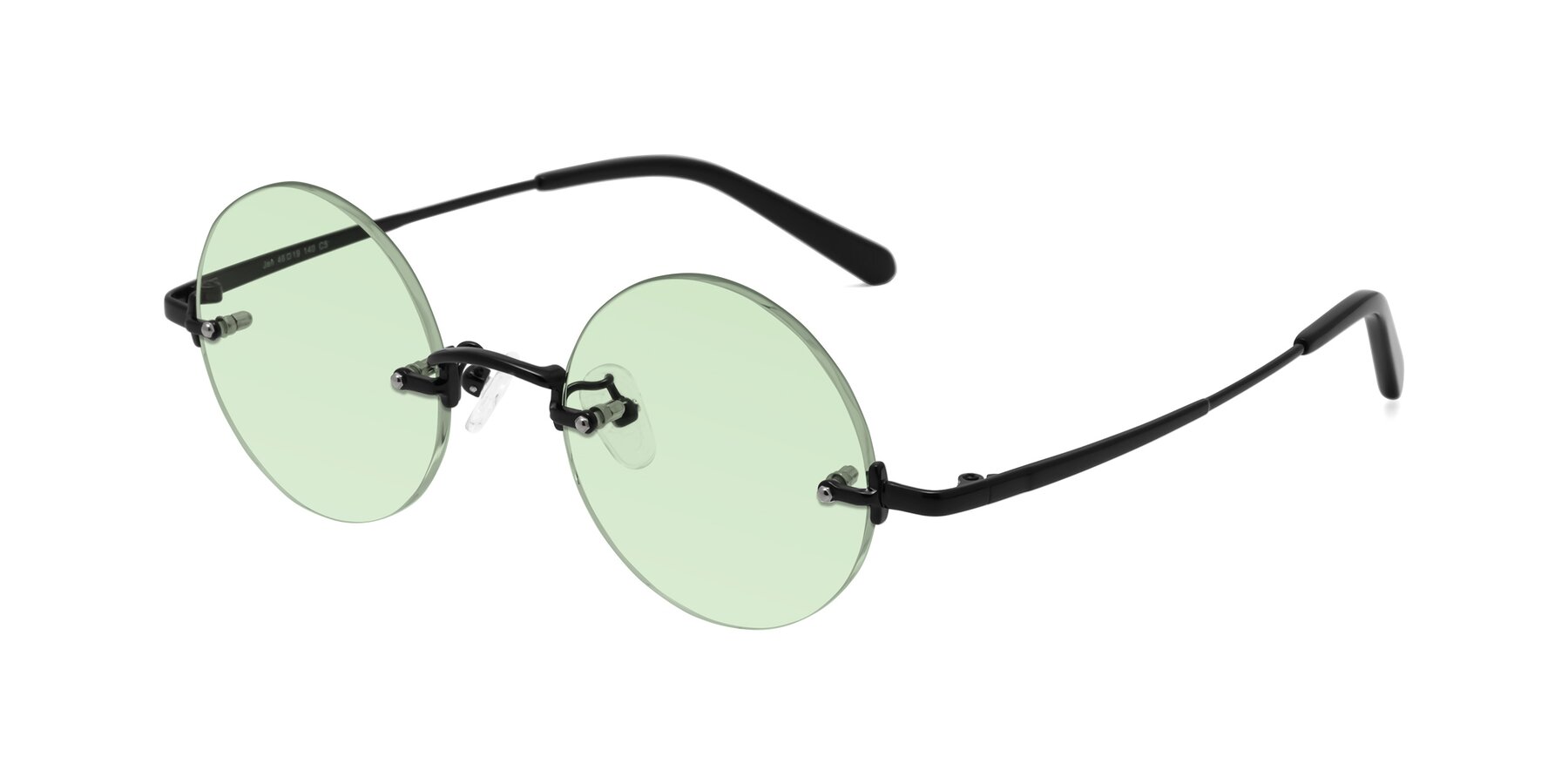 Angle of Jen in Black with Light Green Tinted Lenses