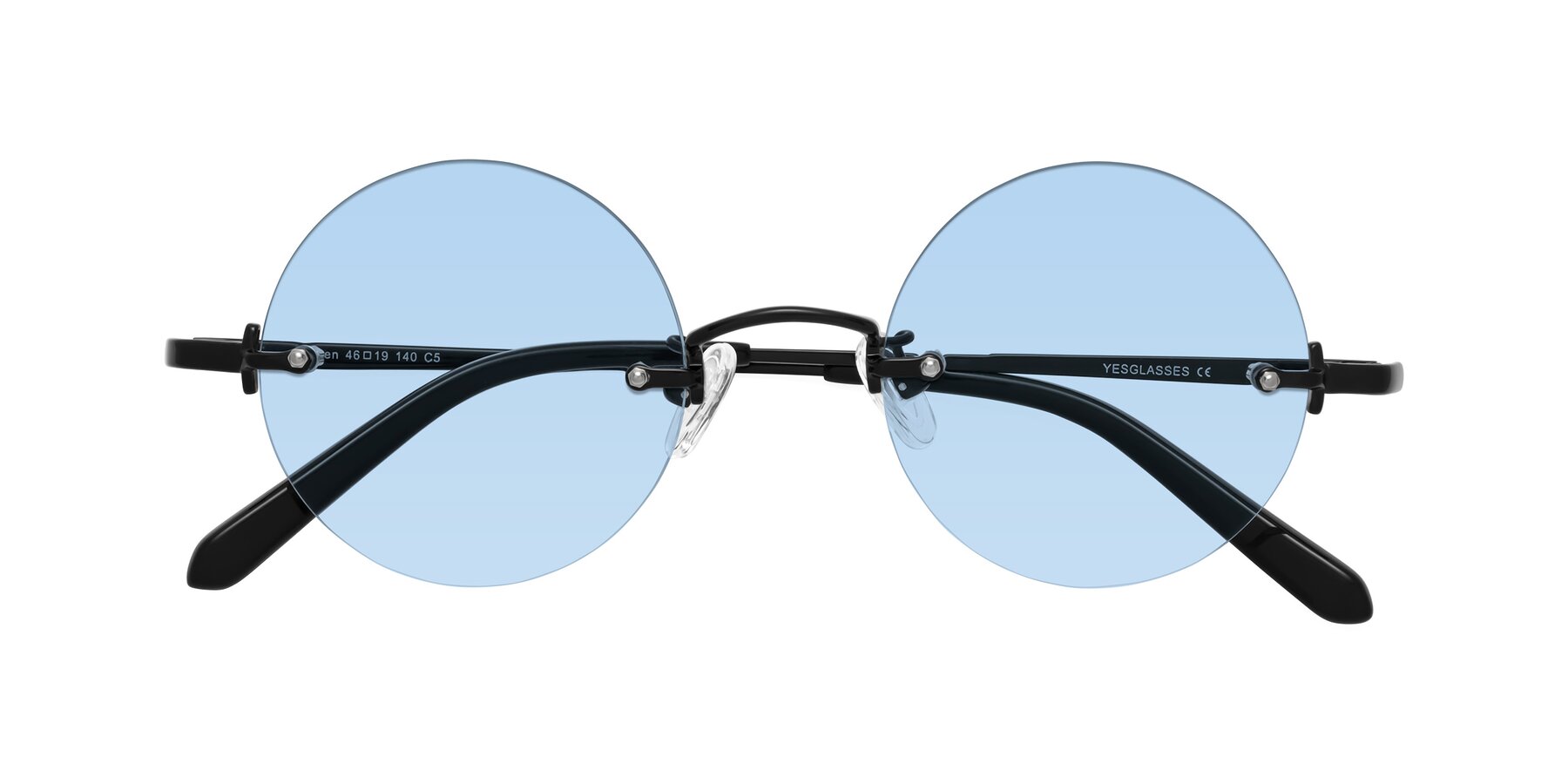 Folded Front of Jen in Black with Light Blue Tinted Lenses