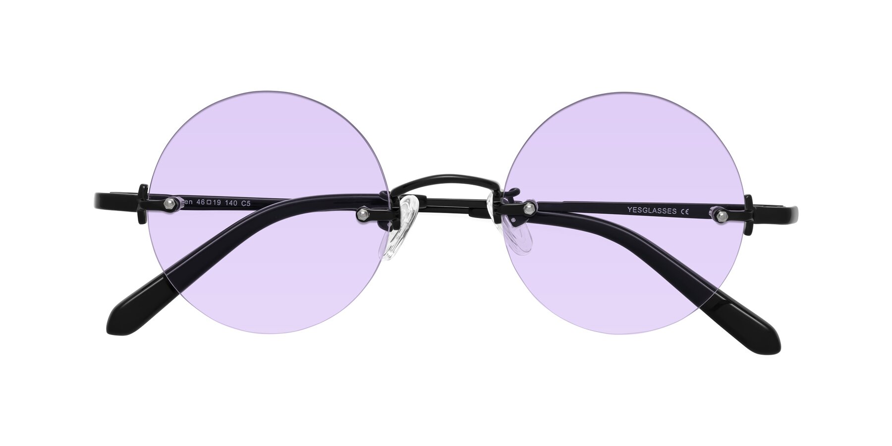 Folded Front of Jen in Black with Light Purple Tinted Lenses