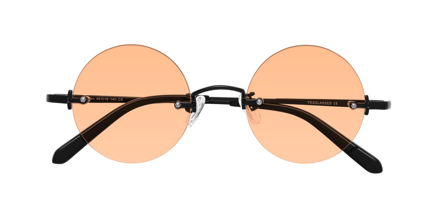 Folded Front of Jen in Black with Light Orange Tinted Lenses