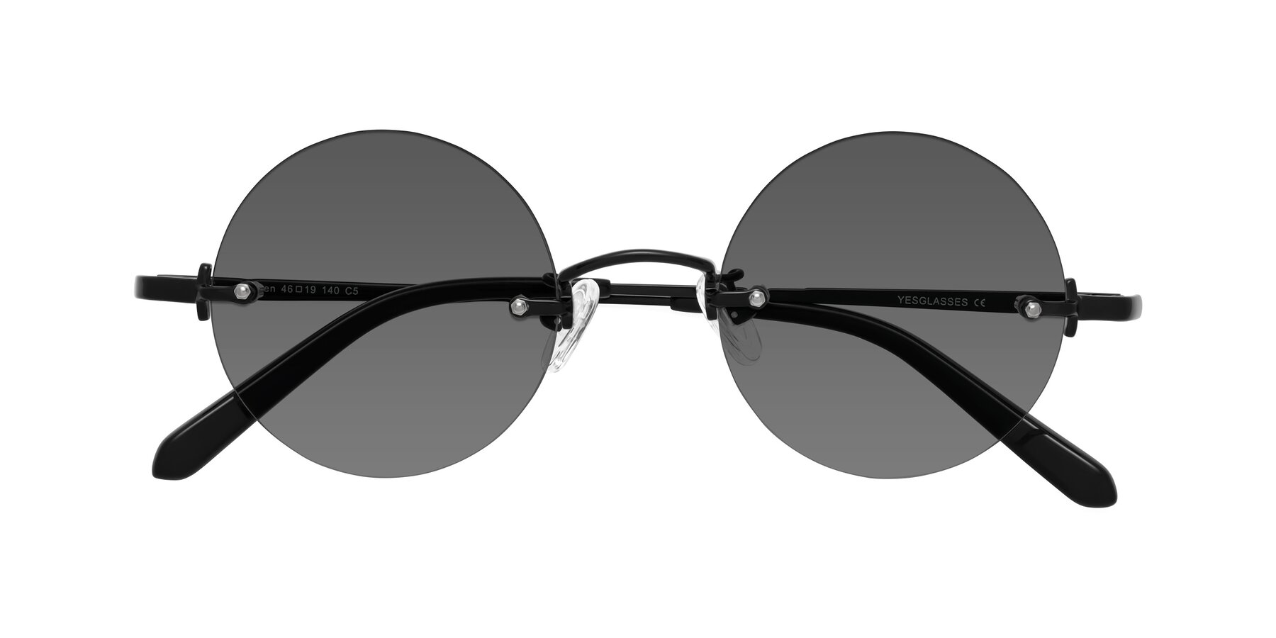 Folded Front of Jen in Black with Medium Gray Tinted Lenses